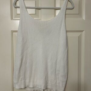 LOFT Cream Ribbed Sleeveless Tank Top